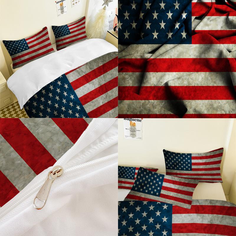 Серия 3D Цифровая печать Комплект постельного белья из трех предметов Простыня Пододеяльник