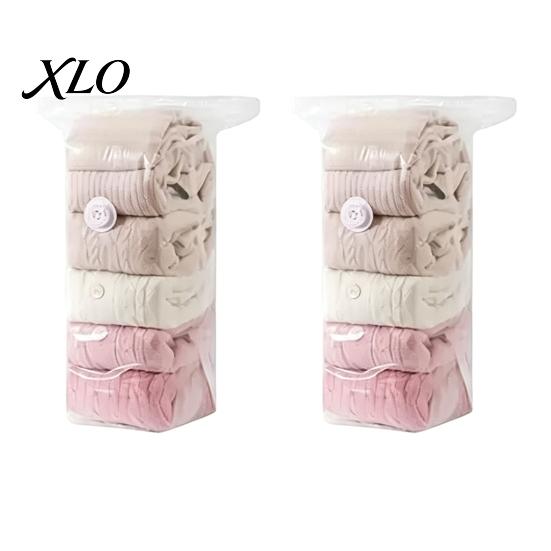 Foldable Storage Solutions 2PCS Vacuum Seal Bags for Clothing, No Pump Compression Bags, Clear Organizer Transparent Space Saving Travel And