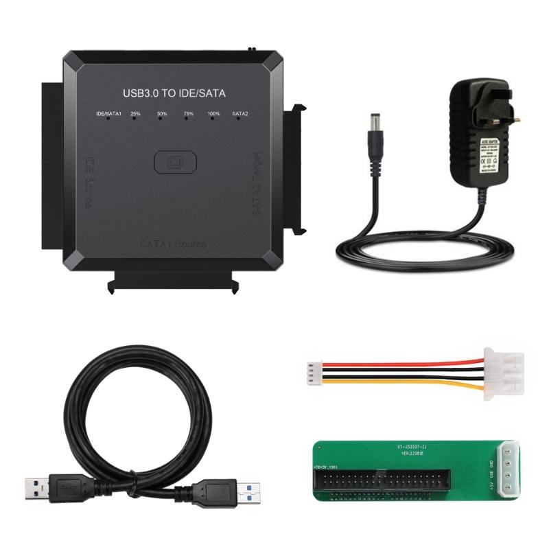 USB-адаптер SATA IDE с кабелем питания 12 В 2 А, конвертер 2,5/3,5 IDE/SATA HDD в USB 3.0, 2,5-дюймовый SSD / IDE-жесткий диск / CD-ROM