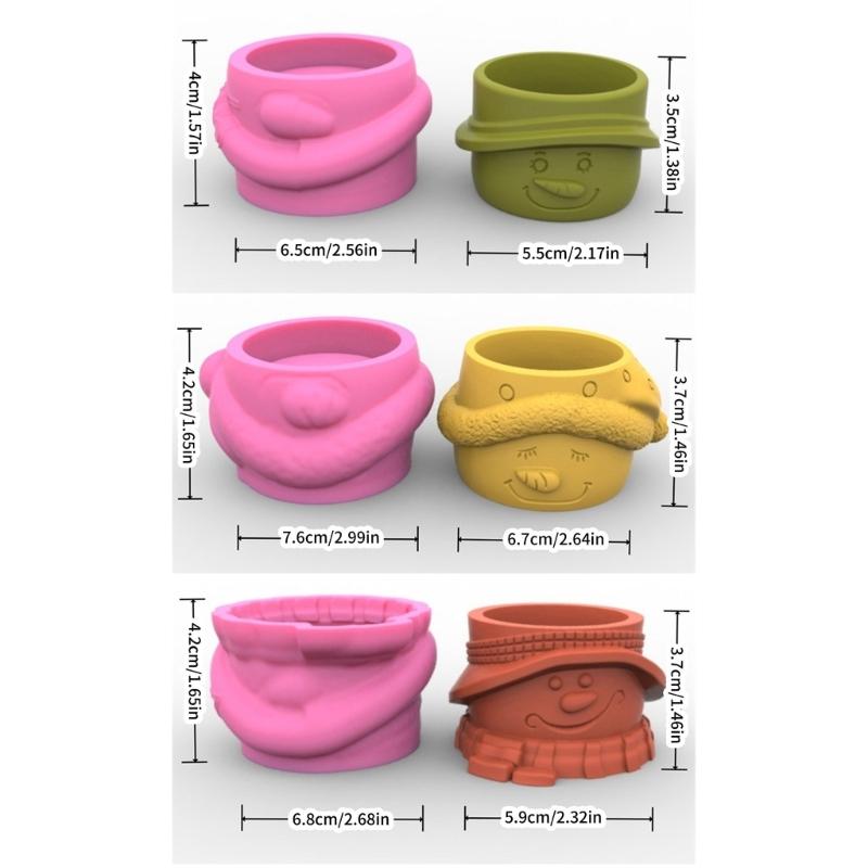3pcs  Snowman Flower  Silicone Molds Pen Holder Concrete Mold Succulent Planter Making Tool for  Craft Supplies