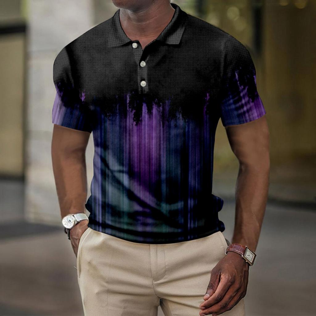 Men's Summer Printed Golf Shirt Botton Short Sleeve Top Men's Casual Fashion Shirt