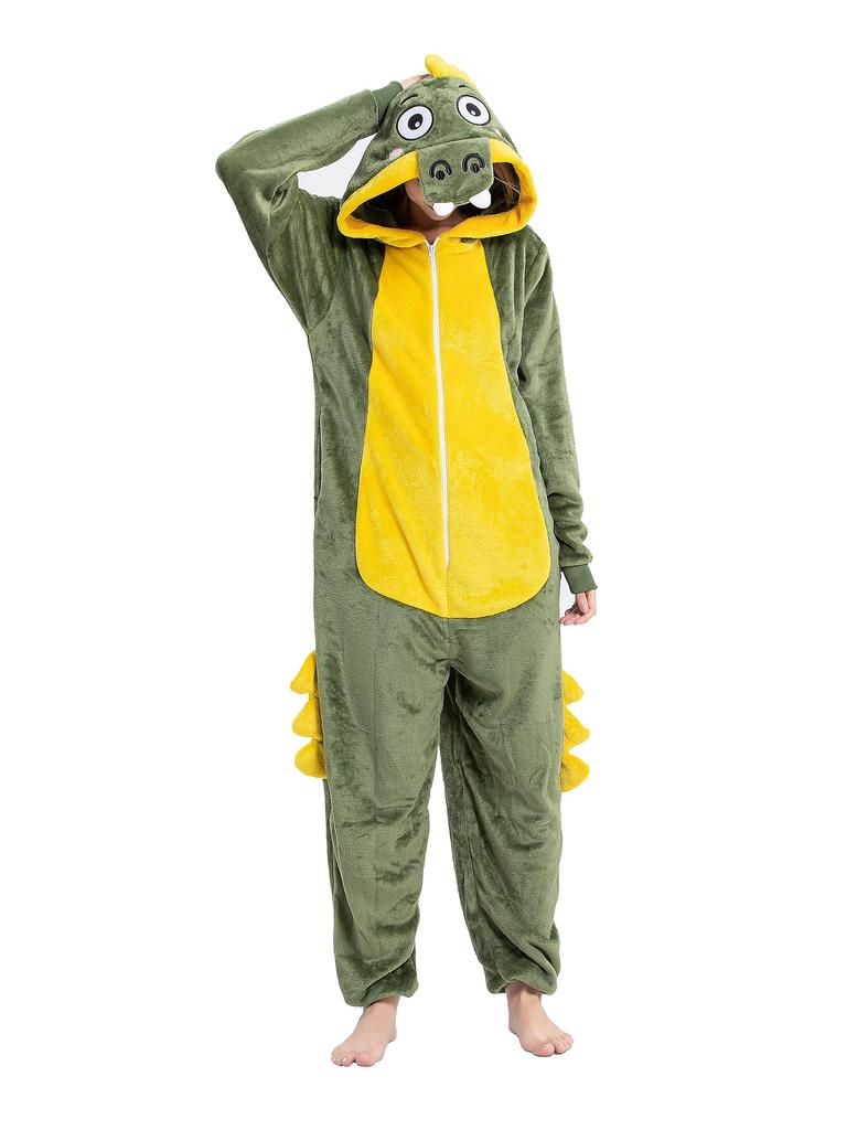 Dorawithme Crocodile Kigurumi Pajamas for Adults, Loungewear, Animal Cosplay Costume, Halloween, Christmas, Unisex (XL)