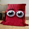 Blue cartoonish eyes on a textured red leather-like background. for all seasons blanket lunch break throw gift