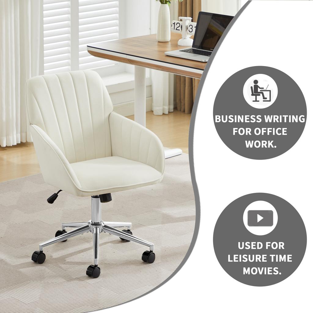 Height-adjustable office swivel chair for home and bedroom, ergonomic swivel chair with backrest, suitable for long sitting.