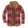 Men's Quilted Lined Button Down Plaid Shirt Add Velvet To Keep Warm Jacket With Hood