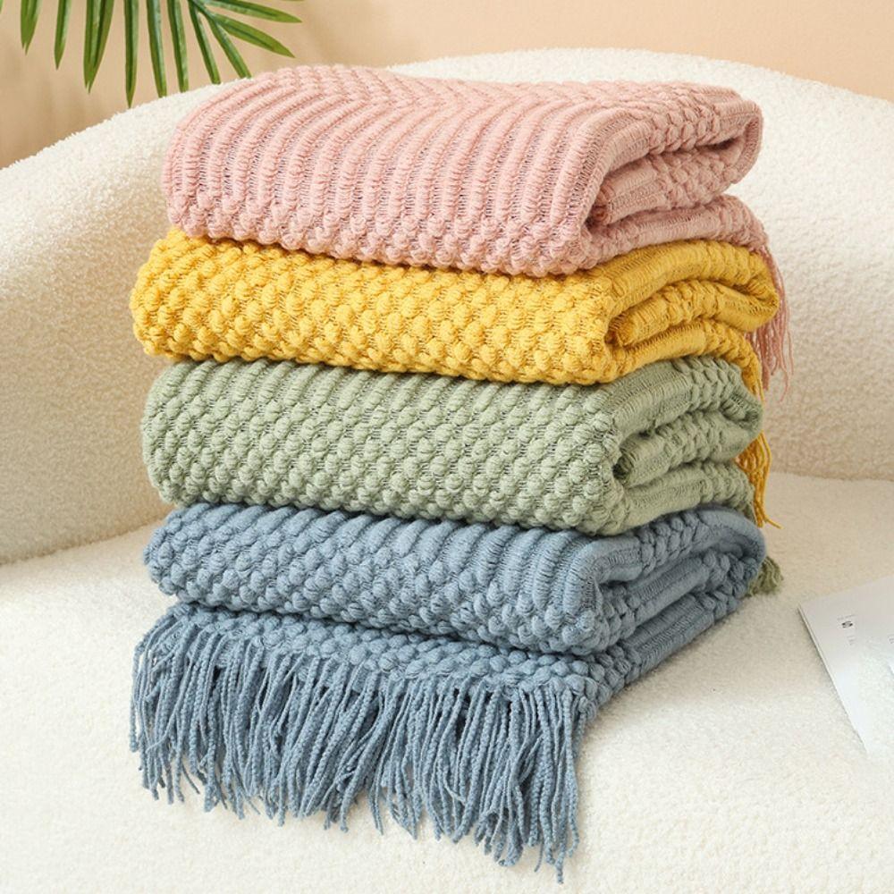 Soft Nordic Knitted Blanket Skin-friendly Nap Blanket Multi-functional Sofa Plaid Blanket Office