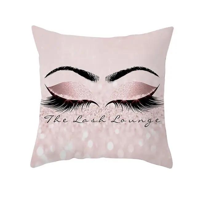 Juste de coussin en polyester avec cils, taie d'oreiller, décoration à la mode, canapé, maison