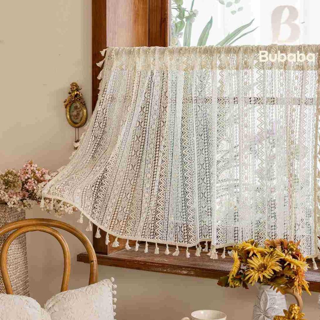 Короткая готовая занавеска Bu Baba из американской марли с кисточками для спальни, эркерного окна или двери.