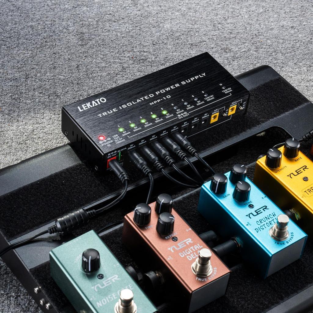 Блок питания для гитарной педали, 10 изолированных выходов постоянного тока, 9 В, 12 В, 18 В, 300 мА, 500 мА. Блок питания для платы гитарных эффектов с защитой от короткого замыкания, порт USB.