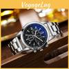 Новые Модные Мужские Кварцевые Часы Синяя Подсветка Подарок Стальной Ремешок Мужские Часы Оптом