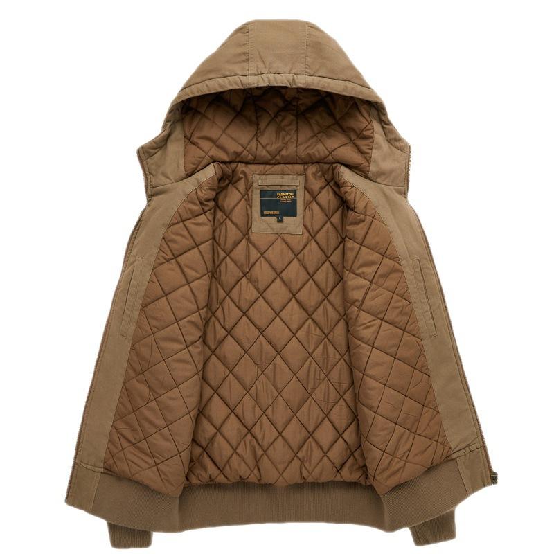 Хлопковое пальто мужское утолщенное свободное большое винтажное повседневное рабочее пальто с капюшоном хлопковое пальто мужское