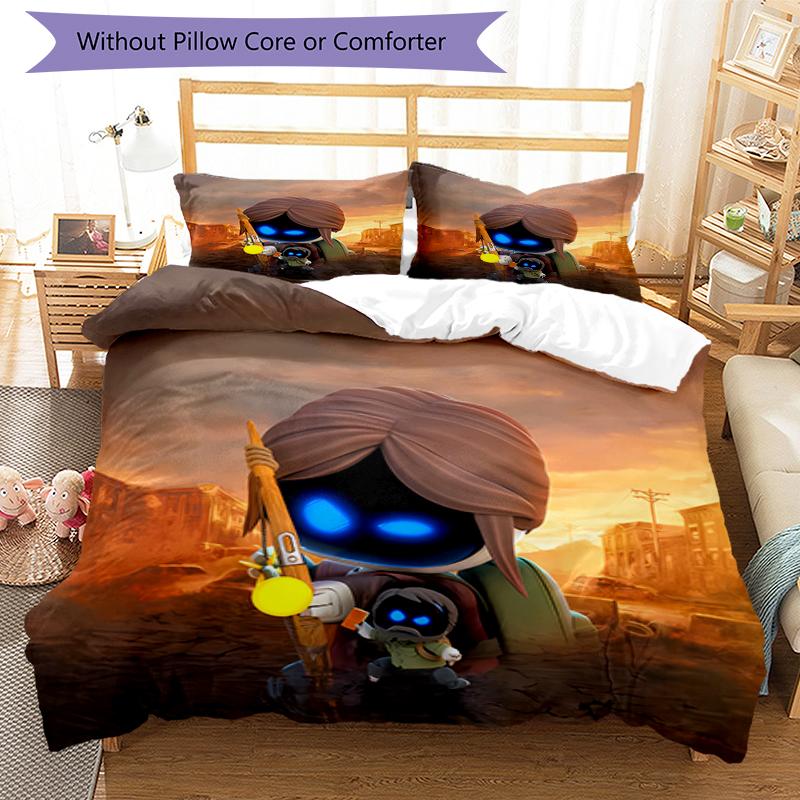 3pcs Astro Bot1 pattern bedding set duvet cover set includes duvet cover &pillowcases, perfect all season bedroom decoration & gift