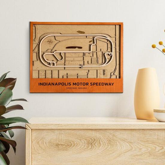 Компоновка трассы Motor Speedway 3D из дерева, орнамент для трассы Indianapolis Speedway, настенное искусство для домашнего офиса, любителей гонок