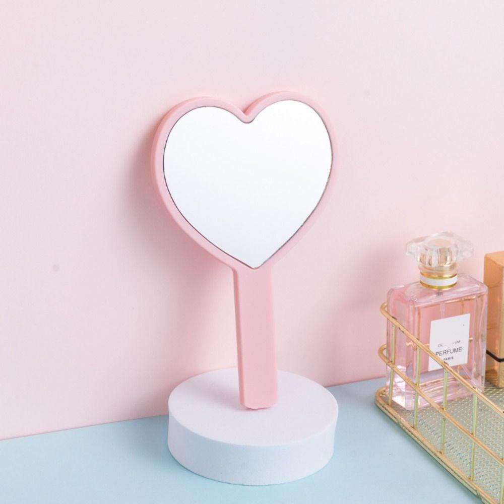 Cute Love Makeup Mirror Sweet Vanity Mirror Durable Heart Handle Mirror Eyelash Extensions