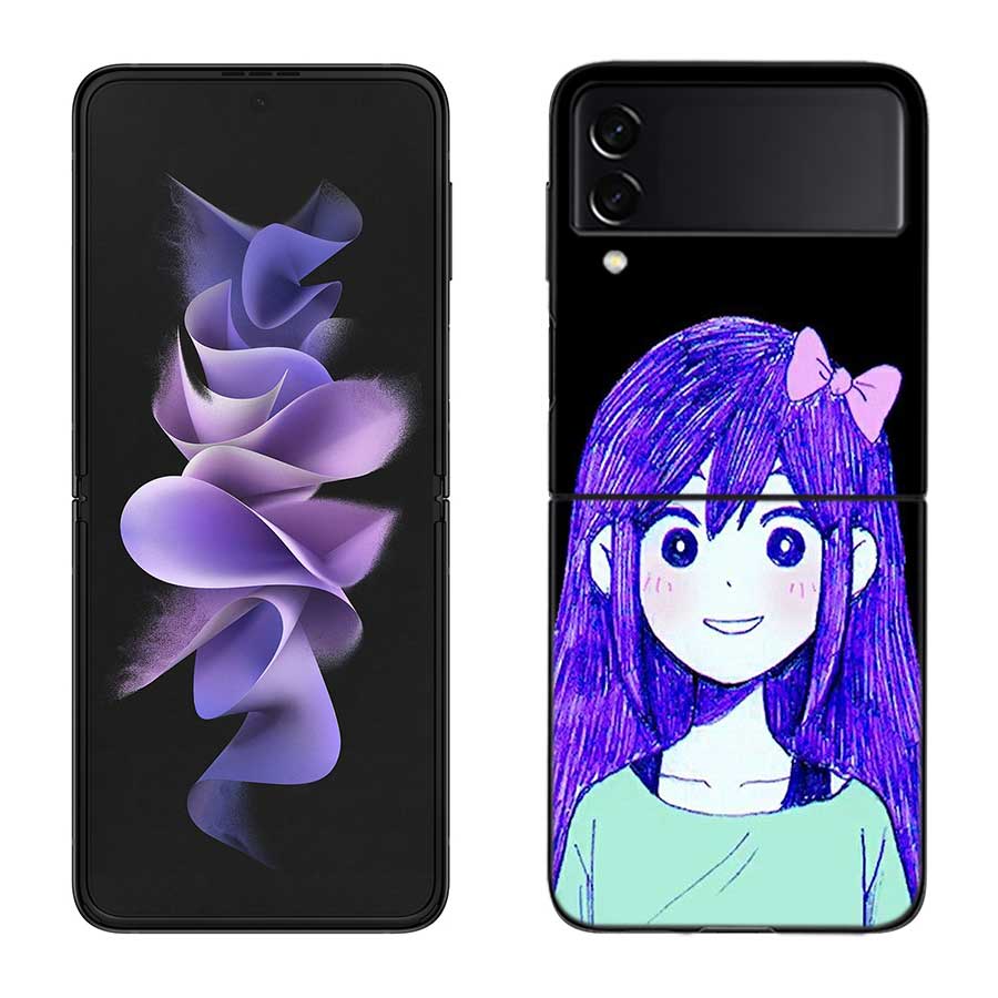 Игровой мультяшный чехол O-Omori для Samsung Galaxy Z Flip 6 5G Z Flip 5 4 3 5G Черный Жесткий Чехол для Мобильного Телефона Роскошная Поликарбонатная Защитная Крышка Coque