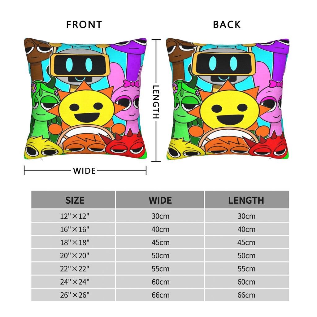 Sprunki Characters Game Pillowcase Polyester Cushion Cover Gift  Throw Pillow Case Cover Seater Zippered 40X40cm