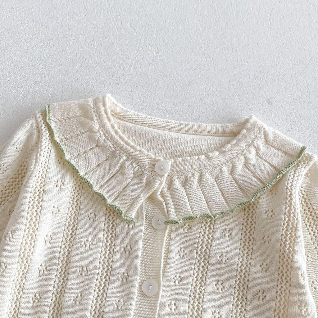 Детская одежда, милый детский вязаный свитер, летняя тонкая девочка, маленький снаружи, кардиган с кондиционером