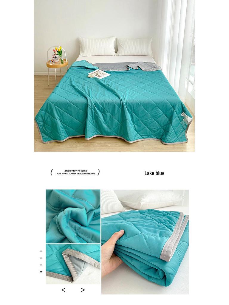 Охлаждающее летнее одеяло из ледяного шелка класса А - Однотонное, машинная стирка, тонкое подарочное одеяло для односпальных и двуспальных кроватей