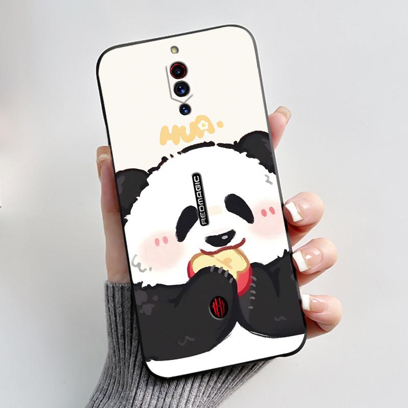 Case For ZTE Nubia Red Magic 5G 5S Cute Heart Rabbit Black Matte Soft Silicone Protective Back Cover RedMagic 5G 5S Phone Case