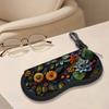 2D-Vintage Botanical Floral Print Sunglasses Case, Protective Zipper Eyeglasses Pouch, Stylish Nature Theme Eyewear Holder Case for Women Travel Gift