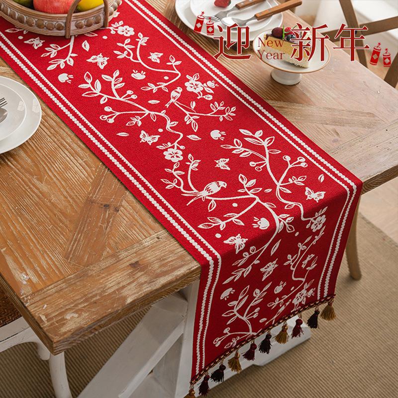 Новогодняя Настольная Флажка, Год Змеи, Праздничная Атмосфера, Длинная Флажковая Ткань для Кофейного Столика, Тканевое Украшение Стола для Китайского Нового Года, Праздника Весны