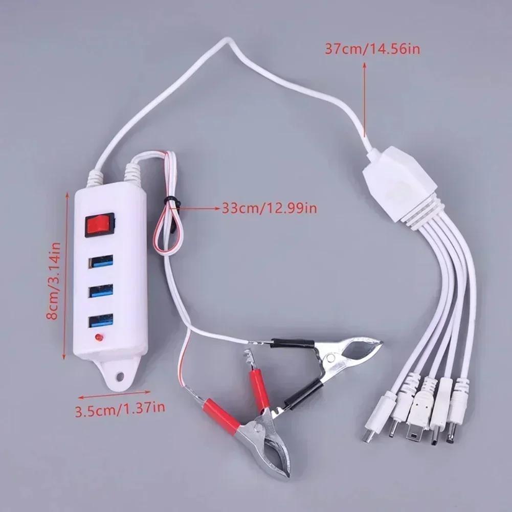USB-зарядное устройство с клипсой и переключателем, три USB-выхода для одновременной зарядки телефонов, планшетов и других устройств, дизайн из ABS-пластика