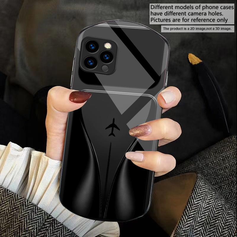 Самолет в постепенном полете Для iPhone 17 16 15 14 Pro 13 Plus 12 mini 11 Pro Max XR X S 7 8 Эллиптический закаленный стеклянный чехол для телефона