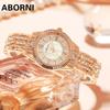 ABORNI Женские часы со звездами и бриллиантами Сверкающие кварцевые женские часы Темпераментные водонепроницаемые женские часы со стальным ремнем