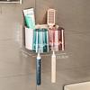 [Без сверления] Настенный набор держателей для зубных щеток - Без сверления, Компактный, Прозрачный - Органайзер для ванной комнаты для зубной пасты и щеток