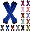 Fashion Keep Warm Long Gloves Arm Cover Stripe Exposed Cotton Long Wrist Cover