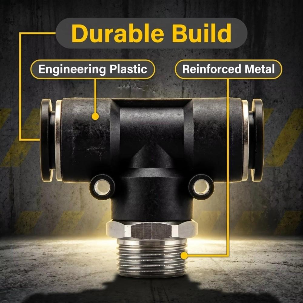 4-6mm Tube Quick Fitting Tee Male Threaded Port Push To Connect Fitting  Industrial Piping