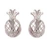 [R4016] - Silver 'Pineapple' Silver Earrings (rhodium) - 7x4mm