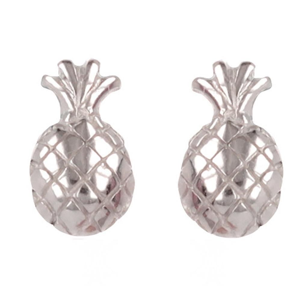 Les Trésors De Lily [R4016] - Silver 'Pineapple' Silver Earrings (rhodium) - 7x4mm