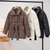 2024 with A Belt Jacket Women Winter Jacket Woman Parkas Solid Thicken Warm Female Snow Wear Coat Cotton Padded Outwear Clothes
