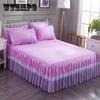 3 Piece Ruffle Skirt Bedspread Set Queen King Size-16 Inches Drop Ruffled Style Bed Skirt Coverlets Bedspreads Dust Ruffles(With 2 Pcs Pillowcase)