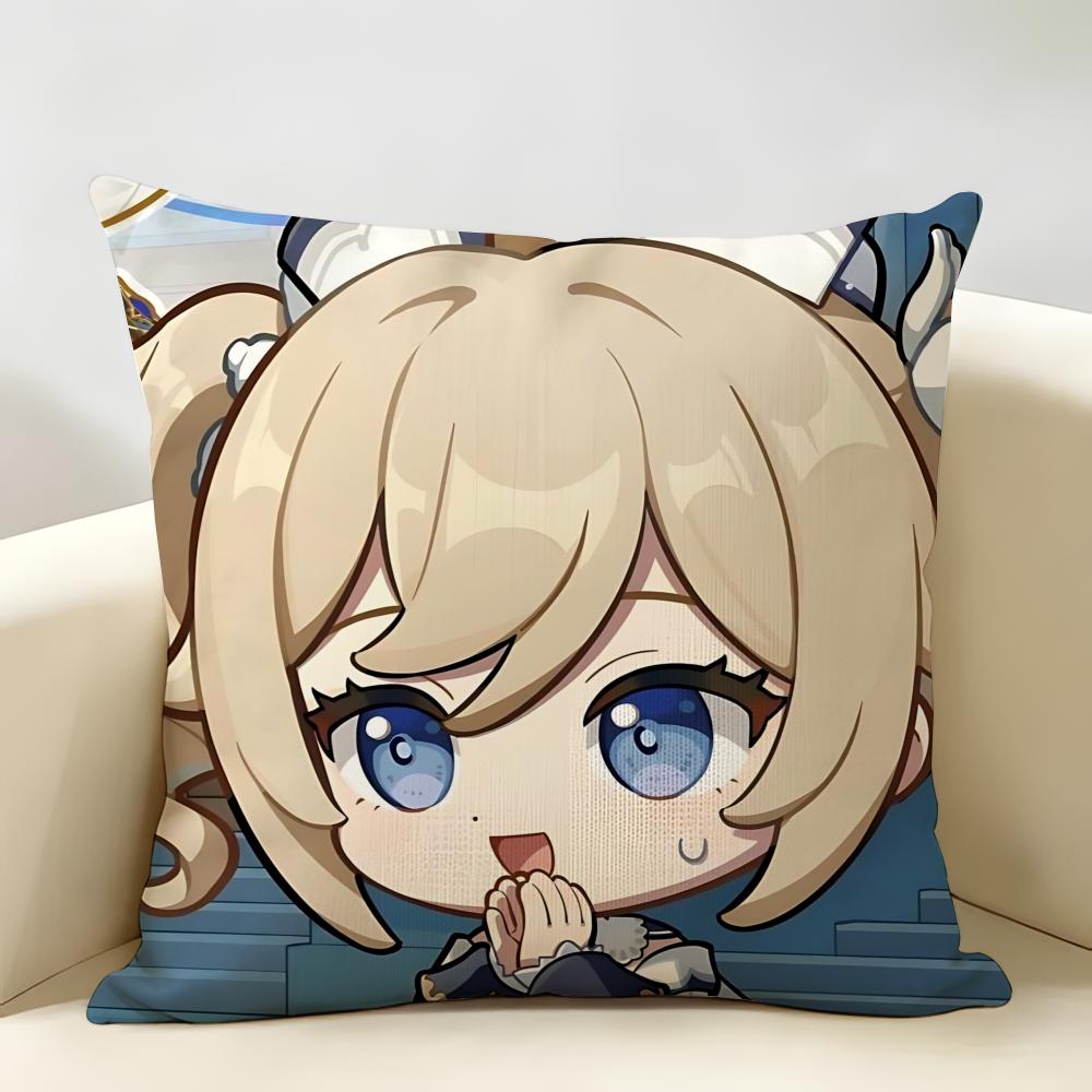 Barbara Cute Genshin Game Cushion Cover Natural Linen Organic Fabric DoubleSided Printing Room Sofa Decor Pillow Case