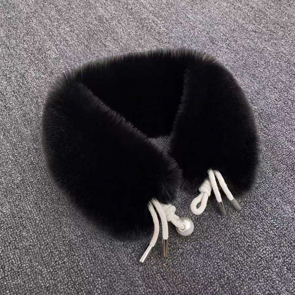 Faux Fox Fur Neckerchief Wrap Solid Neck Warmer for Jackets Coats Hoods Hats Accessory