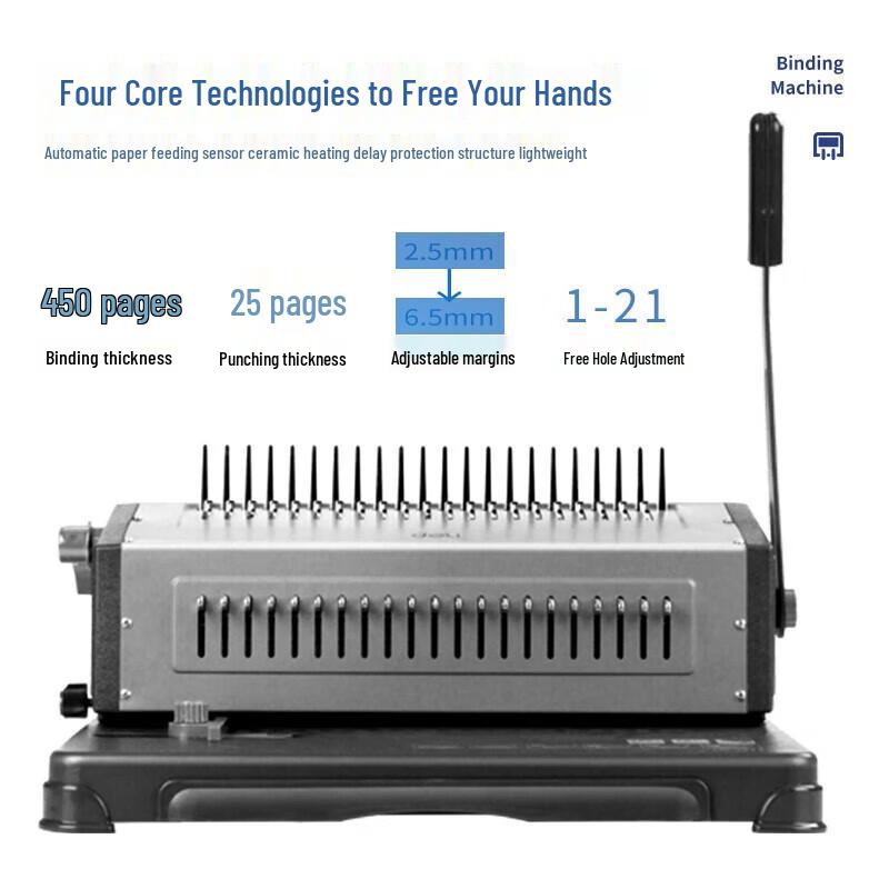 Deli 3874 Effort-Saving Comb Binding Machine CN plug (adapter included)