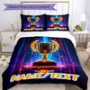 3PC Custom Name Victory Trophy Celebration Bedding Set Printed  Bedding Set Duvet Cover Closure Includes 1 Duvet Cover & 178 Pillowcases for Bedroom