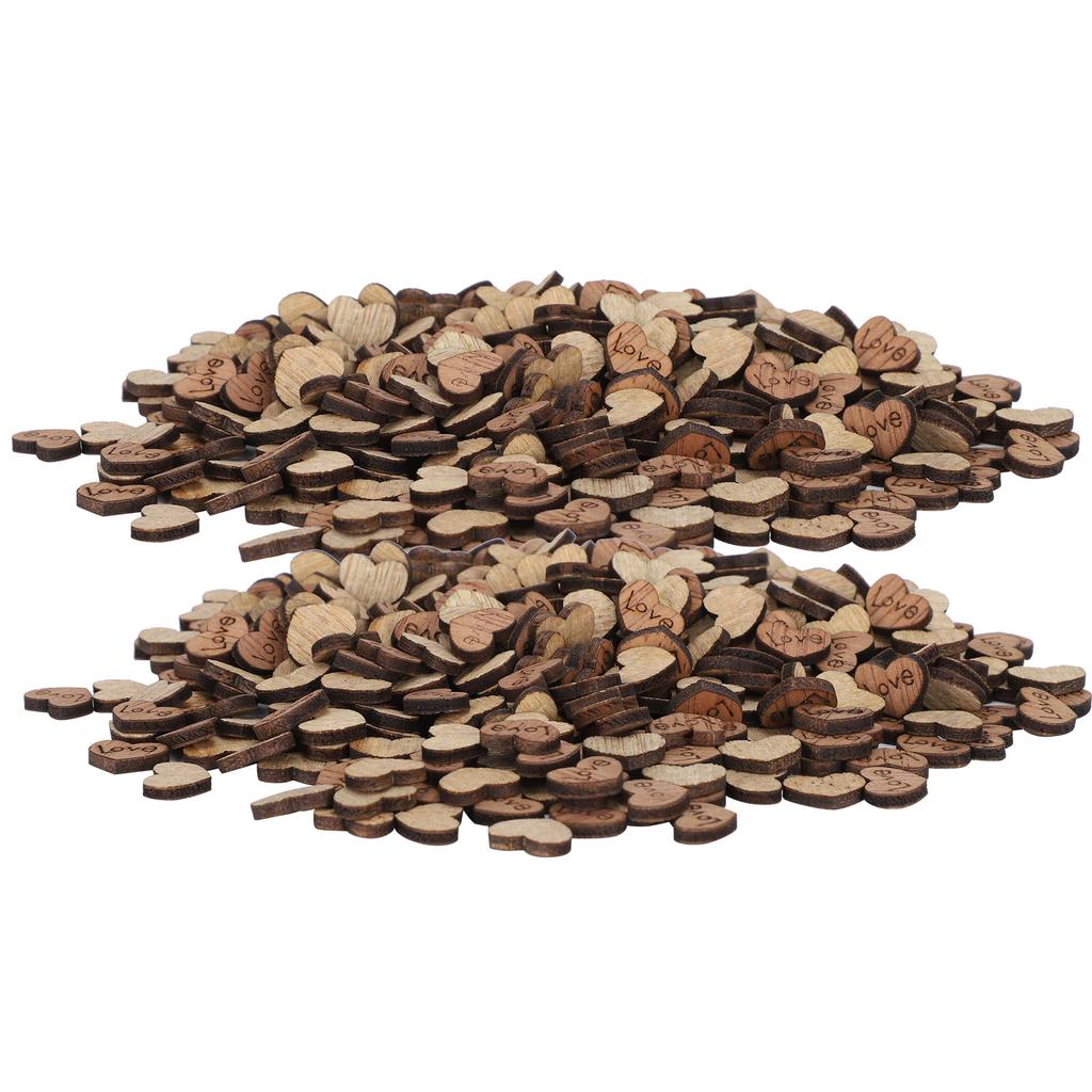 300Pcs Wooden Heart Confetti Natural Craft DIY Ornament Valentine"s Day Wedding Decoration