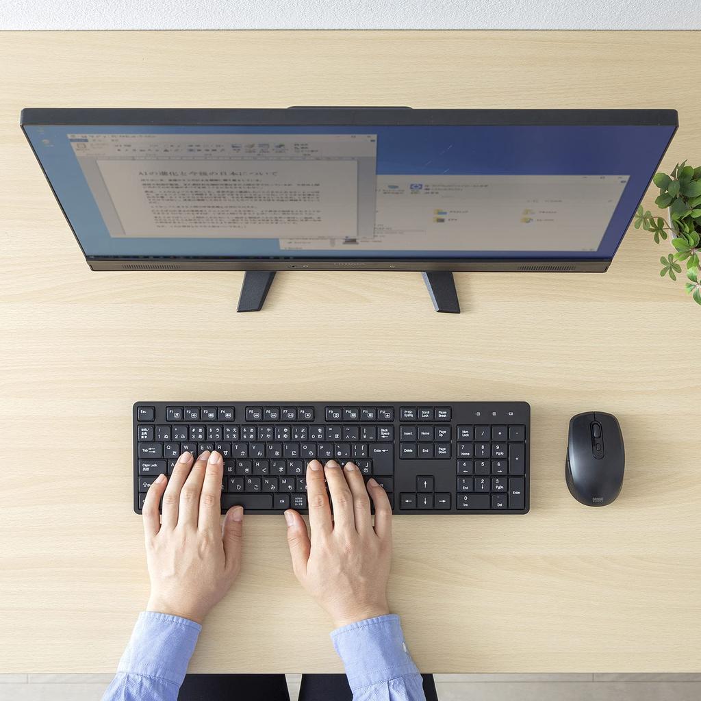 Sanwa поставляет беспроводную тихую клавиатуру и мышь с цифрами черного цвета (с клавиатурой) СКБ-WL37SETBK