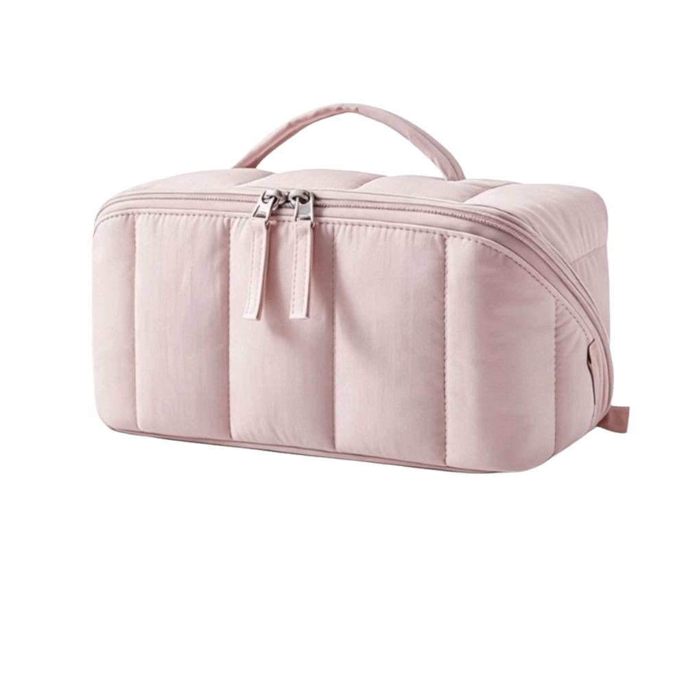 Water-resistant Toiletry Bag Open Flat Cosmetic Case Puffy Padded Makeup Bag Skincare Storage