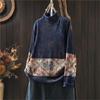Fashion Print Mock Neck Retro Sweater Woman Winter Chinese Style Loose Vintage Casual Sweater