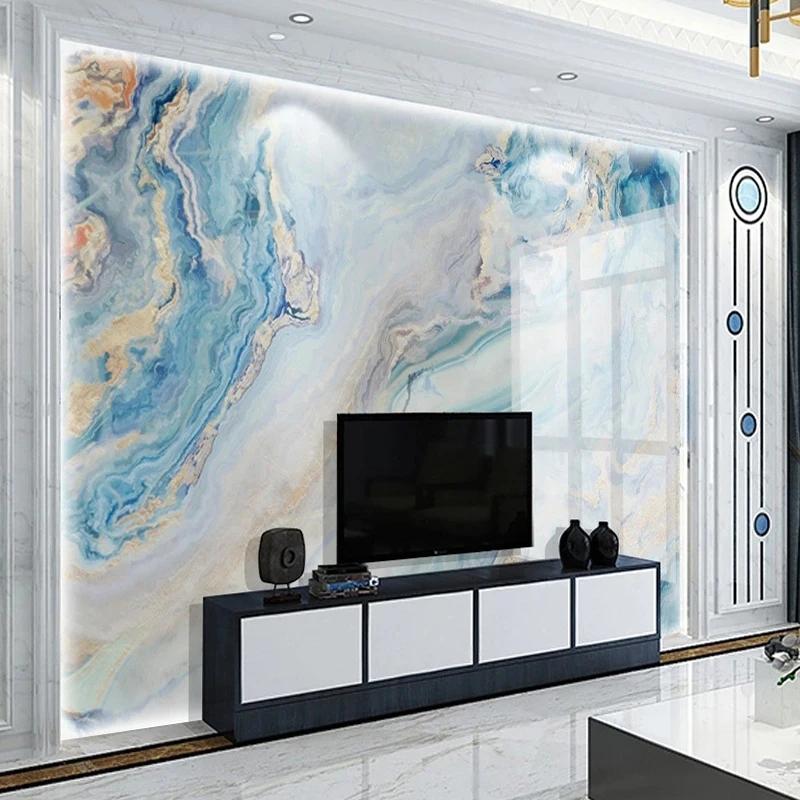 Any Size Mural Wallpaper Modern Blue Color Marble Fresco Living Room Tv Sofa Bedroom 3d Wallpaper
