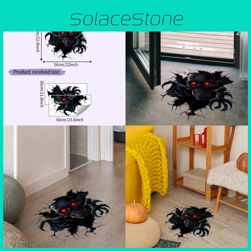 Wall Halloween Scary Breaking Skull Bedroom Living Room Home Stickers Decoration