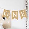 Festive Burlap ONE Garland Paper Baby First Party Decoration Chair Flag Banner  Baby First Birthday