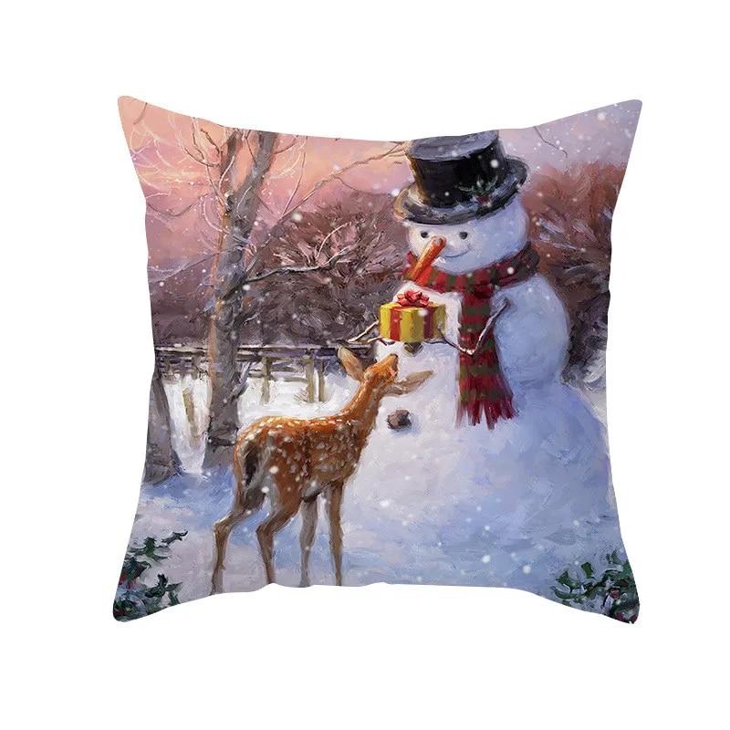 Зимняя снежная сцена Санта-Клаус Санта-Снеговик Лухуа Кольцо автомобиля Рождественская елка Спальня Гостиная Диван Ресторан Сиденье Подушка рукав