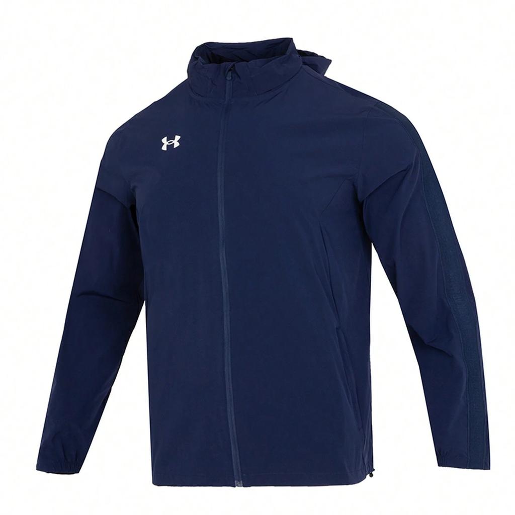 Under Armour Windproof Training Zip-Up Hoodie And Comfortable Breathable Straight Leg Pants Casual Sports Set Men Sets Blue 22500408-408+22500706-408
