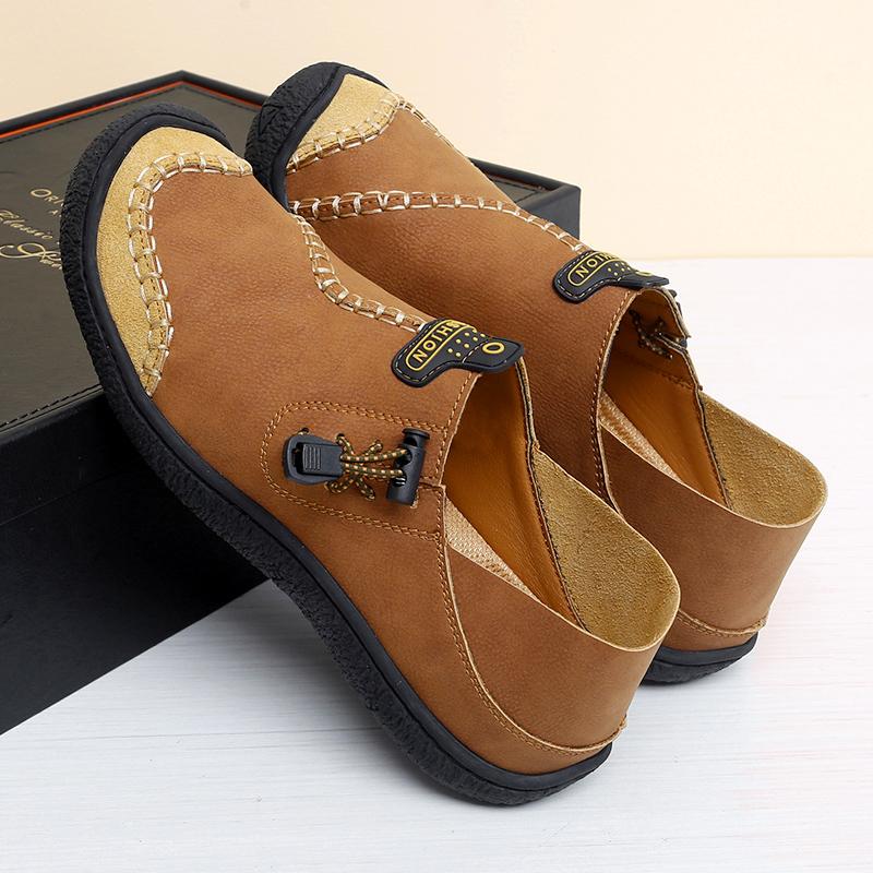 Модные мужские повседневные туфли в винтажном стиле, мокасины ручной работы из натуральной кожи, удобные мужские туфли без застежек, уличные мокасины, мужские кроссовки