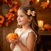 Faux Leather Hair Clips Thanksgiving Turkey Bow Clip for Girls, Decorative Pins, Cute Cartoon Double Layer Glitter Clip, Autumn Holiday Party